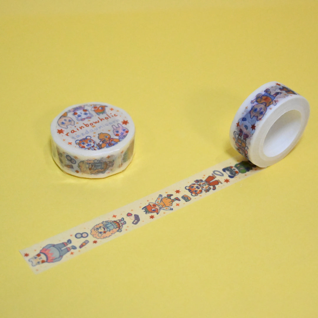 (MT105) Ruban Washi Original Rainbowholic x Tazdaunicorn Motif Animaux Mode