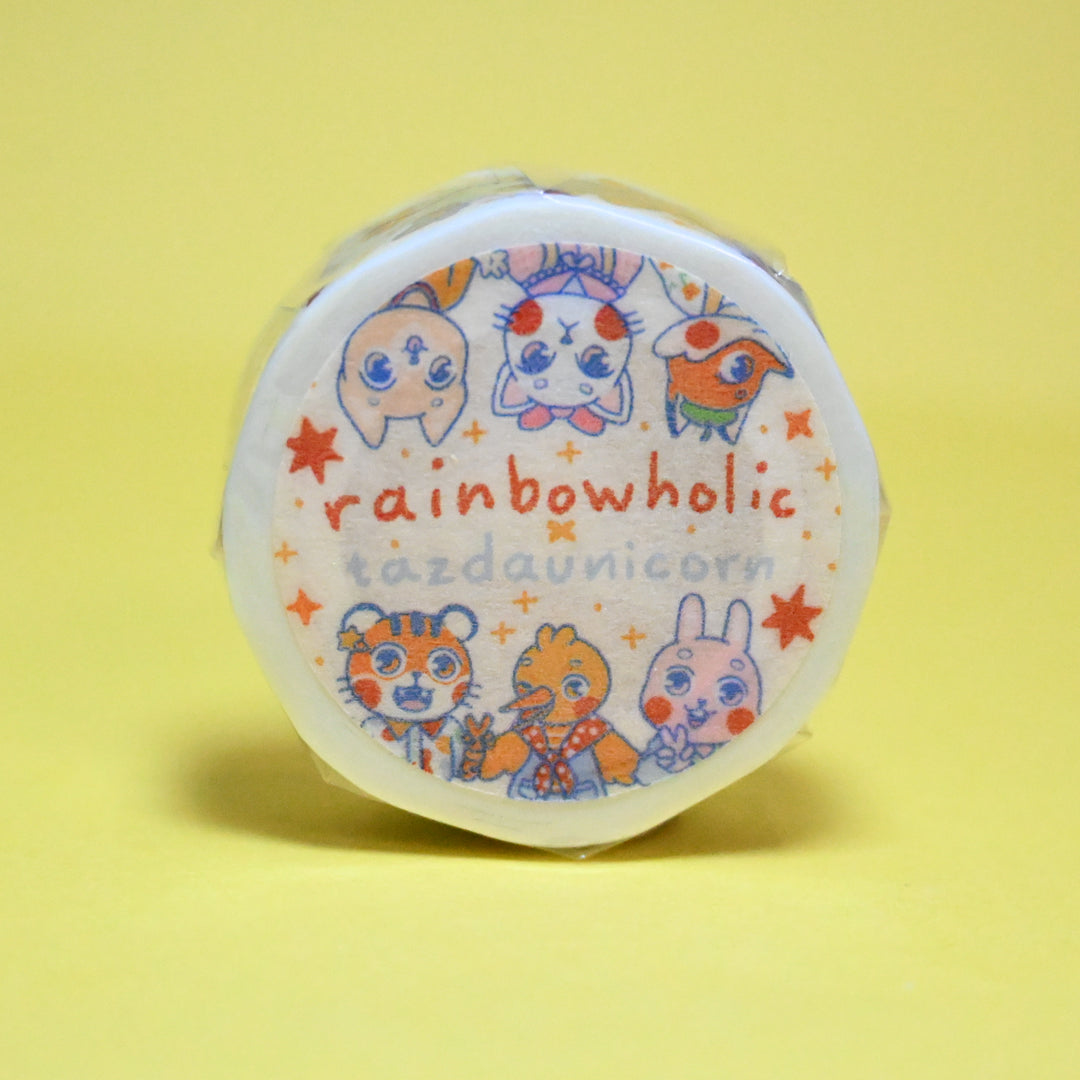 (MT105) Ruban Washi Original Rainbowholic x Tazdaunicorn Motif Animaux Mode