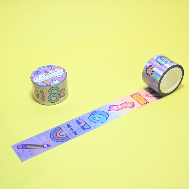 (MT124) Original Rainbowholic x Tazdaunicorn Doki Doki Kira Kira Bungu 2.5CM Hologram Tape