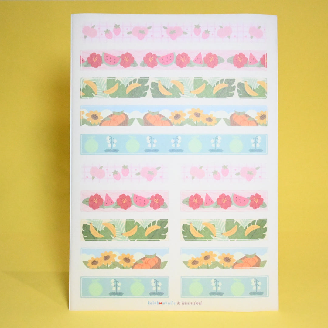 (ST022) Juego de pegatinas originales Rainbowholic x Kiumimi "Flores y frutas" (2 hojas)