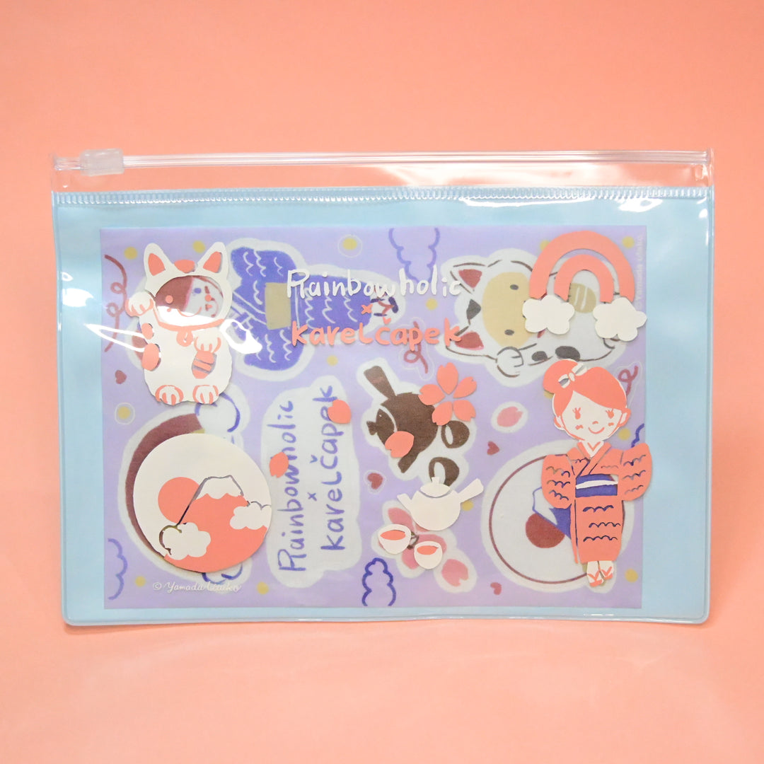Rainbowholic x Karel Capek Blue Flat Pouch + Sticker Sheet
