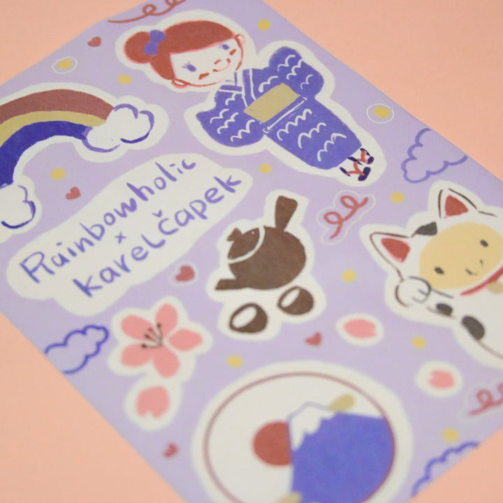 Rainbowholic x Karel Capek Blue Flat Pouch + Sticker Sheet
