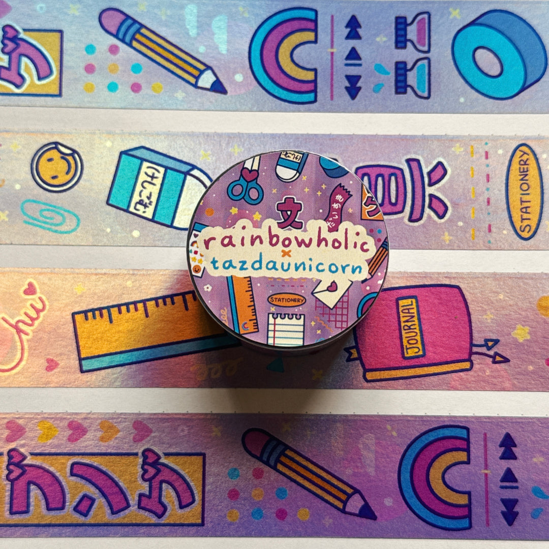 (MT124) Original Rainbowholic x Tazdaunicorn Doki Doki Kira Kira Bungu 2.5CM Hologram Tape