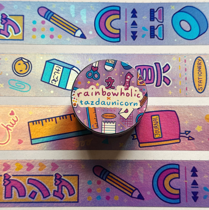 (MT124) Original Rainbowholic x Tazdaunicorn Doki Doki Kira Kira Bungu 2.5CM Hologram Tape