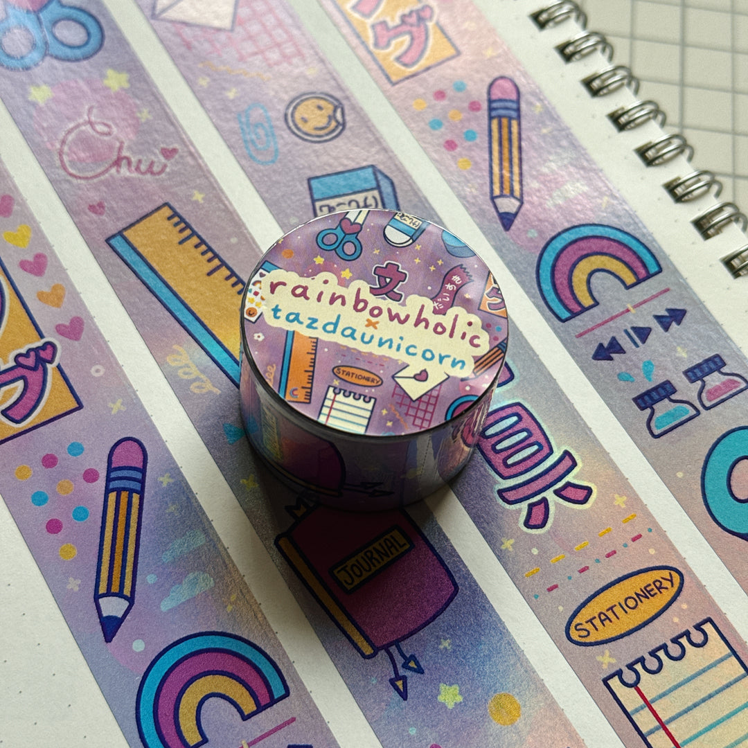 (MT124) Original Rainbowholic x Tazdaunicorn Doki Doki Kira Kira Bungu 2.5CM Hologram Tape