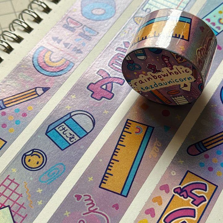 (MT124) Original Rainbowholic x Tazdaunicorn Doki Doki Kira Kira Bungu 2.5CM Hologram Tape