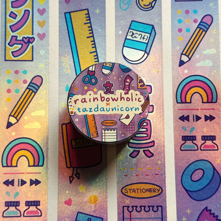 (MT124) Original Rainbowholic x Tazdaunicorn Doki Doki Kira Kira Bungu 2.5CM Hologram Tape