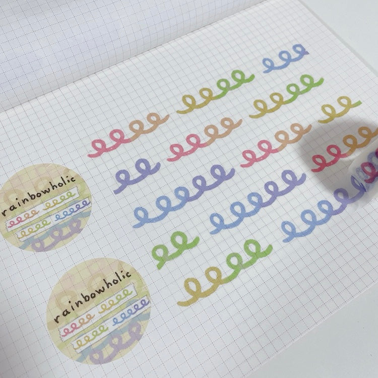 (MT008) Original Rainbow Swirls Washi Tape