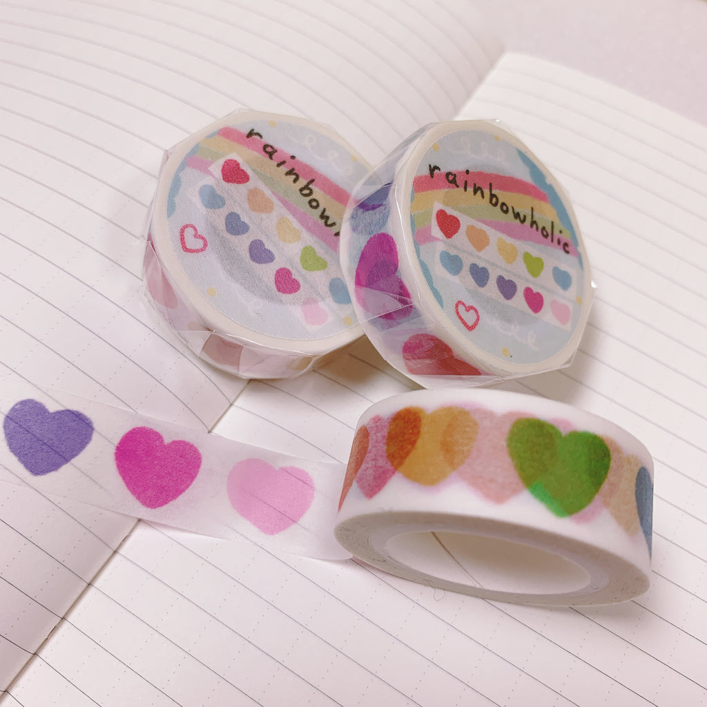 (MT007) Original Rainbow Hearts Washi Tape