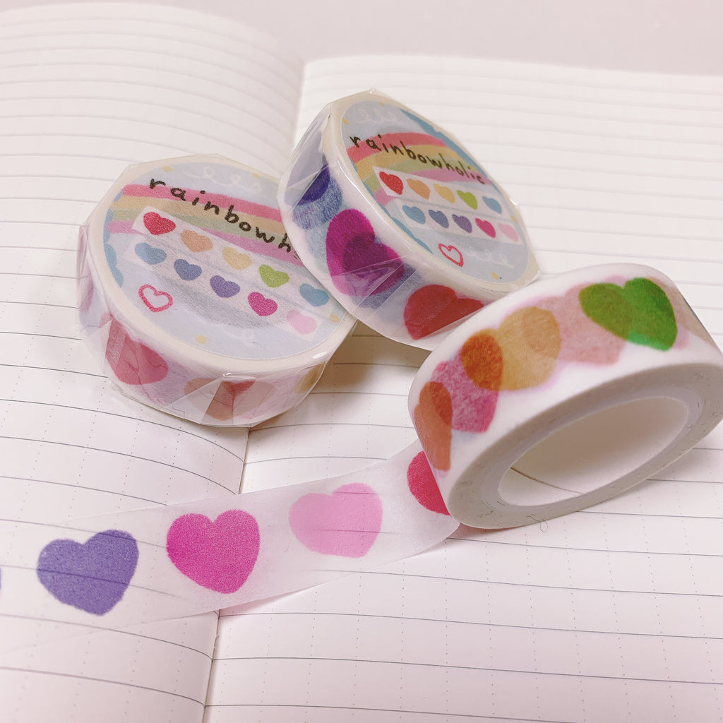 (MT007) Original Rainbow Hearts Washi Tape