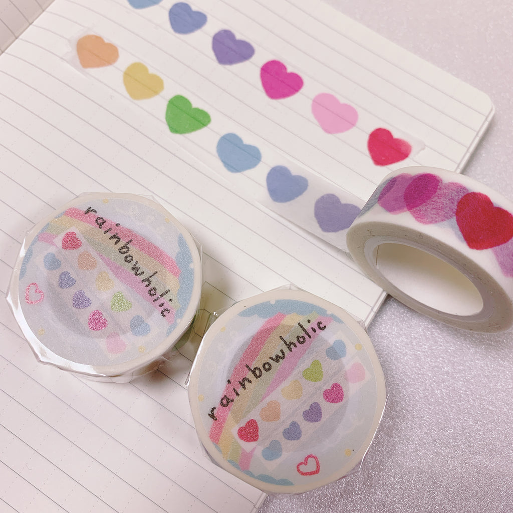 (MT007) Original Rainbow Hearts Washi Tape