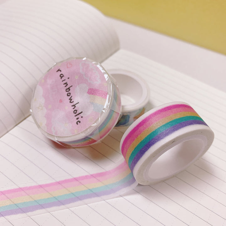 (MT002) Cinta washi original de arcoíris pastel