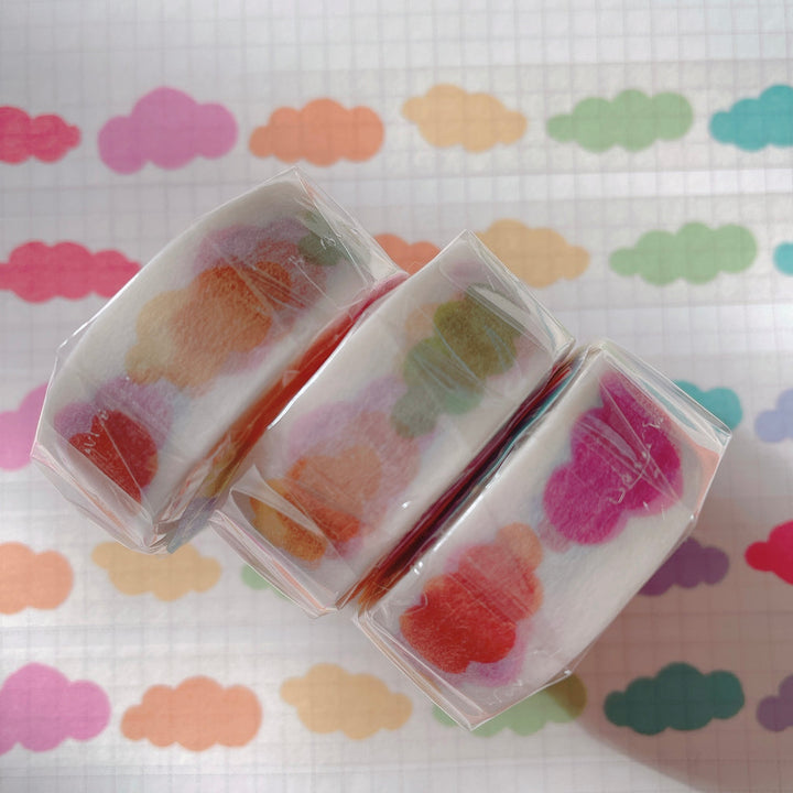 (MT004) Cinta washi original con nubes de caramelo de arcoíris
