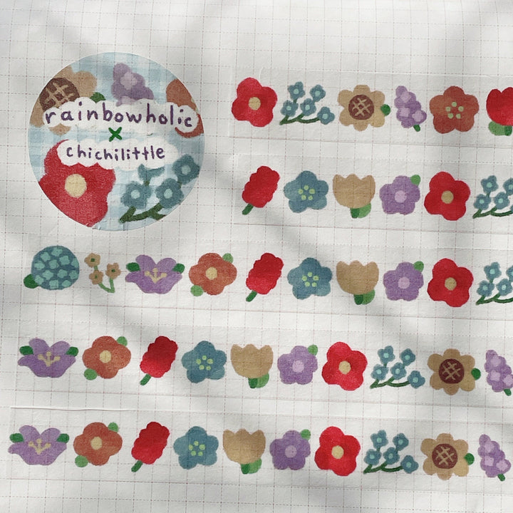 (MT040) Original Rainbowholic x Chichilittle Rainbow Flower Washi Tape