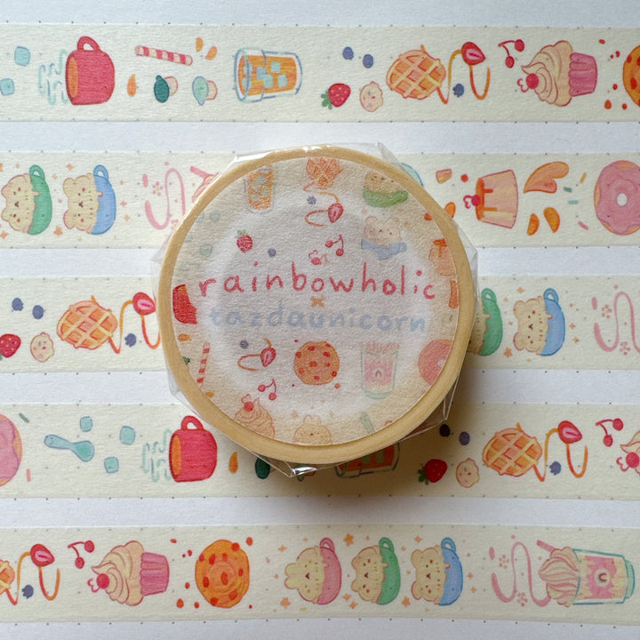 (MT102) Original Rainbowholic x Tazdaunicorn Cafe Sweets Washi Tape