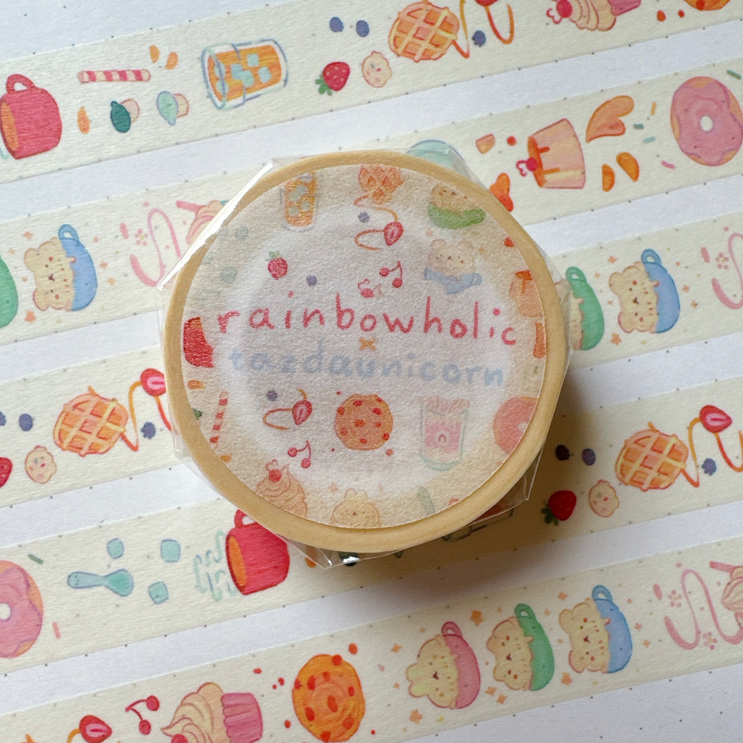 (MT102) Original Rainbowholic x Tazdaunicorn Cafe Sweets Washi Tape
