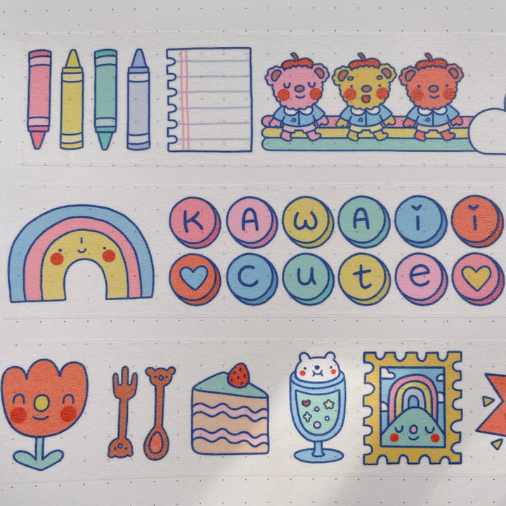 (MT065) Cinta washi de 3 cm de Rainbowholic x Tazdaunicorn Bunkissa (Stationery Cafe)