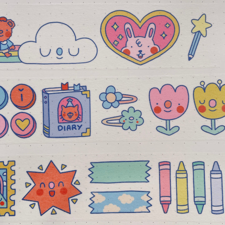 (MT065) Cinta washi de 3 cm de Rainbowholic x Tazdaunicorn Bunkissa (Stationery Cafe)