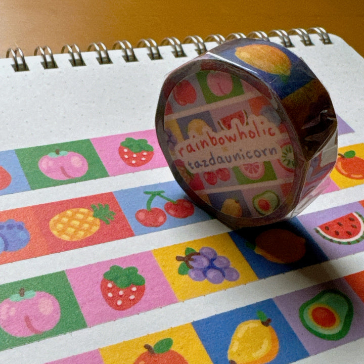 (MT107) Cinta washi original de frutas Rainbowholic x Tazdaunicorn