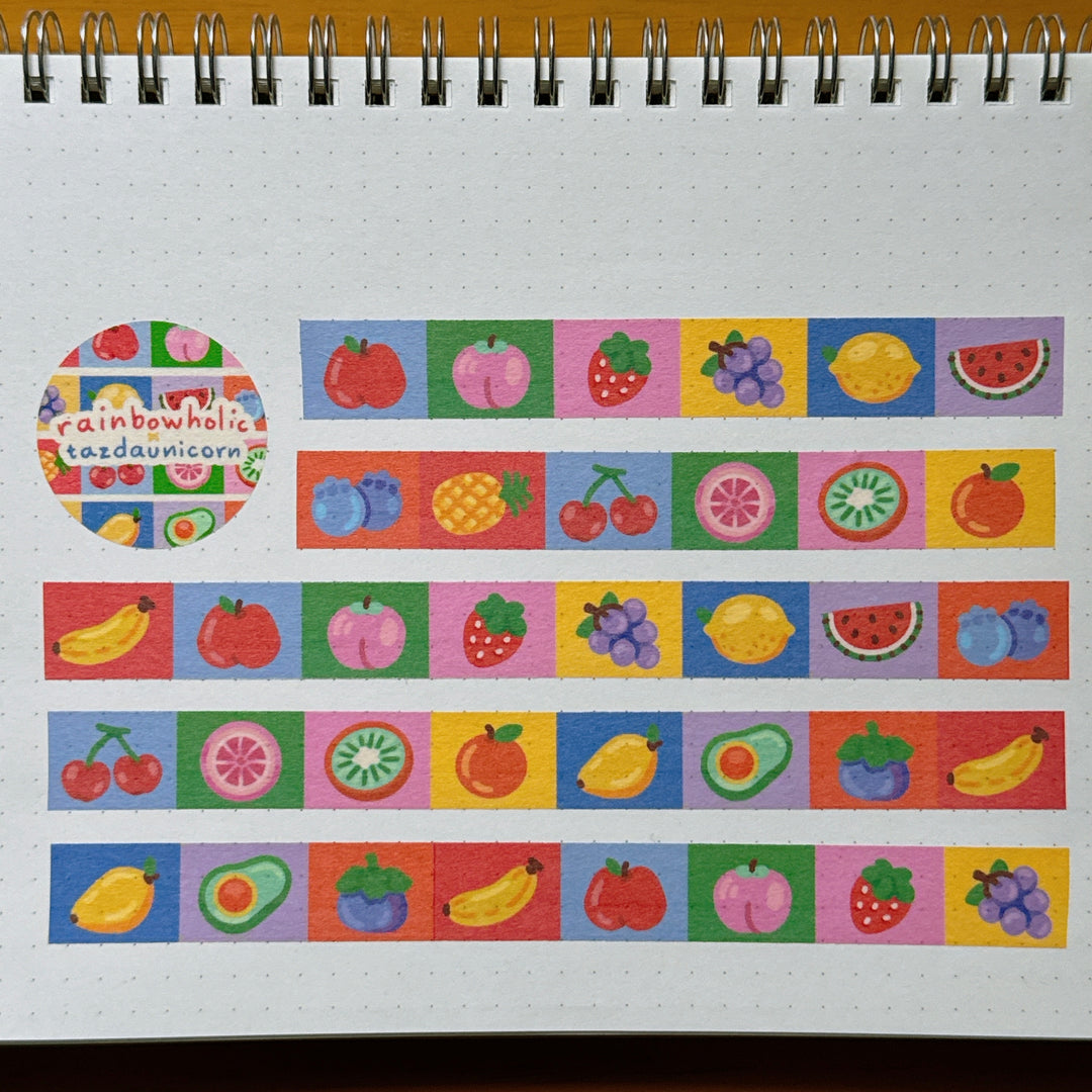 (MT107) Cinta washi original de frutas Rainbowholic x Tazdaunicorn