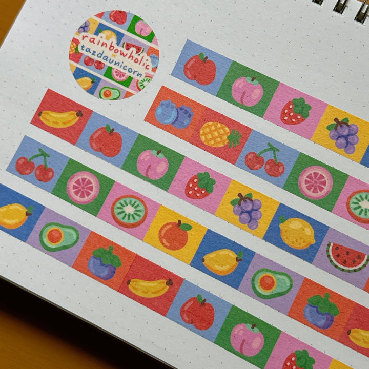 (MT107) Cinta washi original de frutas Rainbowholic x Tazdaunicorn