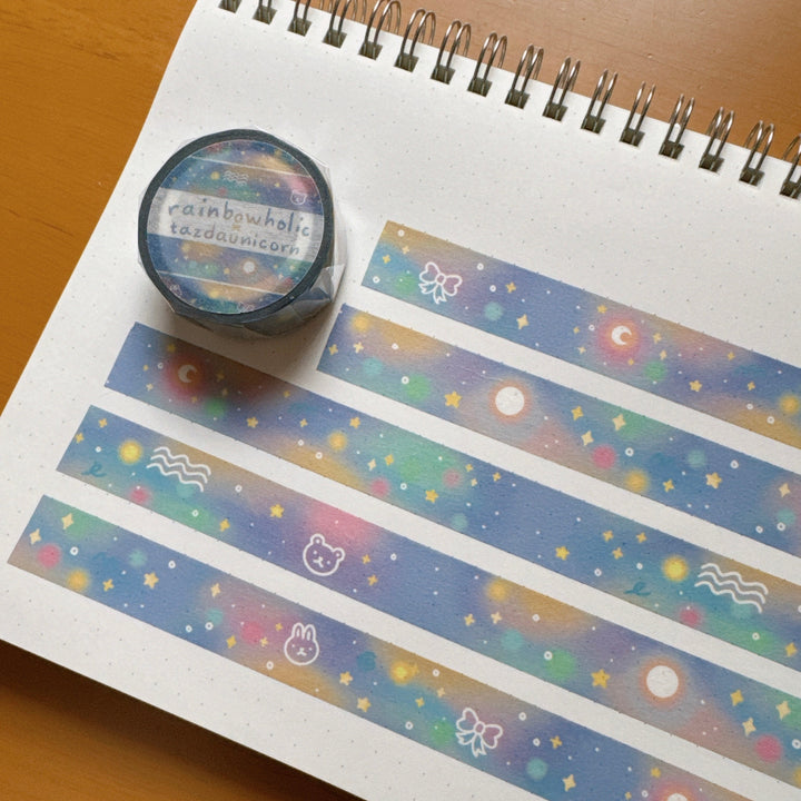 (MT101) Cinta washi original de cielos estrellados de Rainbowholic x Tazdaunicorn