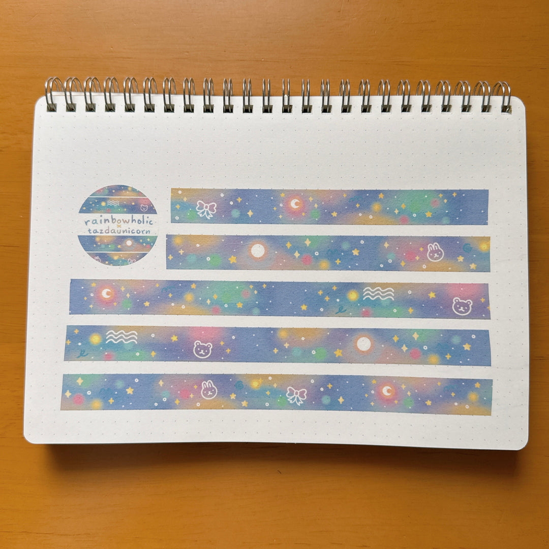 (MT101) Cinta washi original de cielos estrellados de Rainbowholic x Tazdaunicorn
