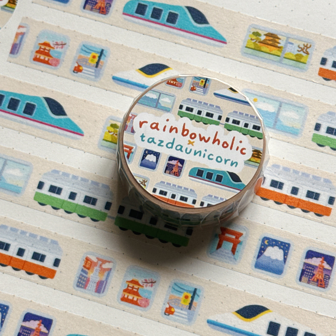 (MT128) Original Rainbowholic x Tazdaunicorn Train Window Washi Tape