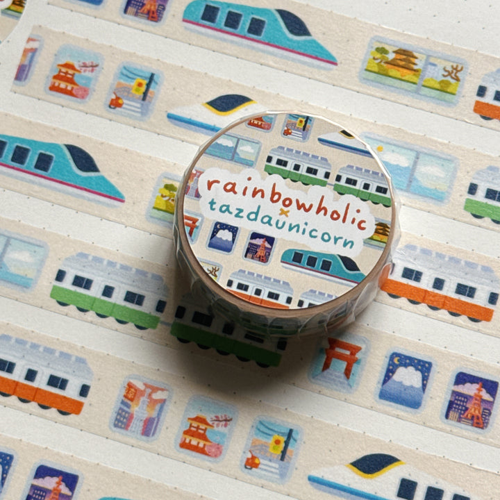 (MT128) Original Rainbowholic x Tazdaunicorn Train Window Washi Tape