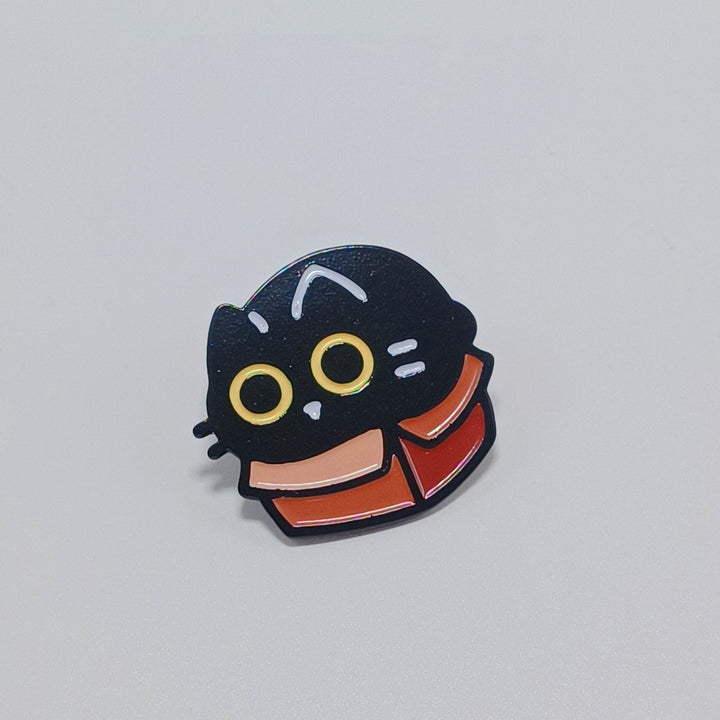 Chonky Black Cat Pin Badge (box) designed by Taz