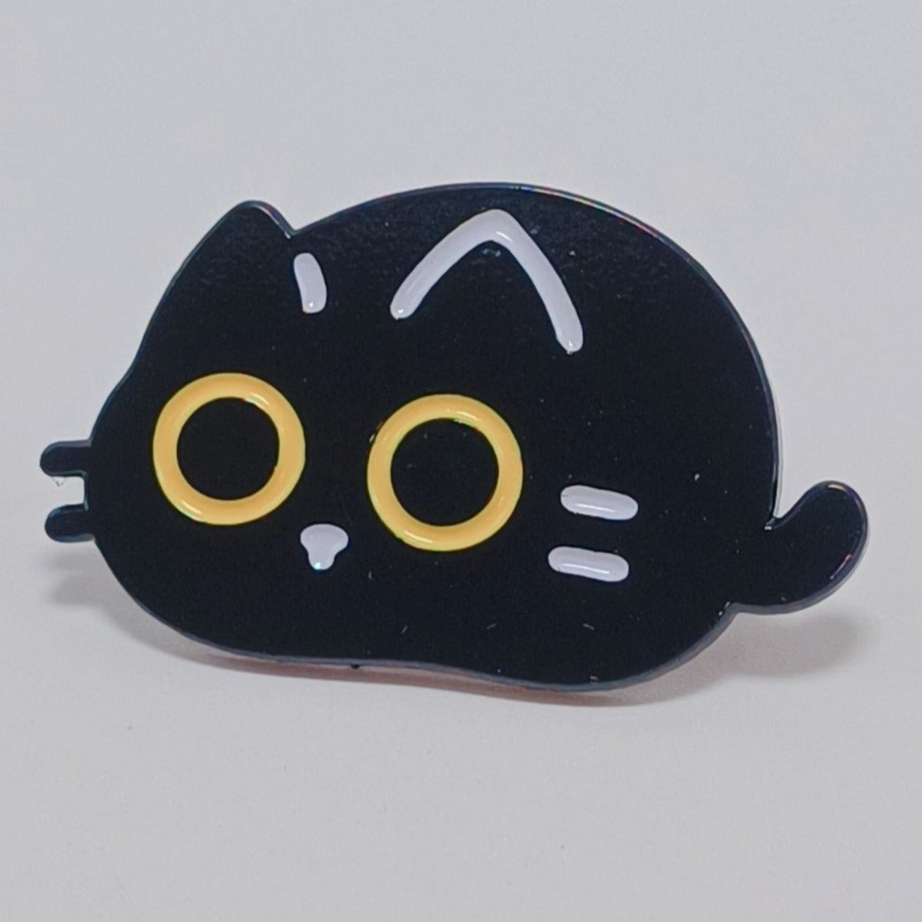 Chonky Black Cat Pin Badge (loaf) designed by Taz