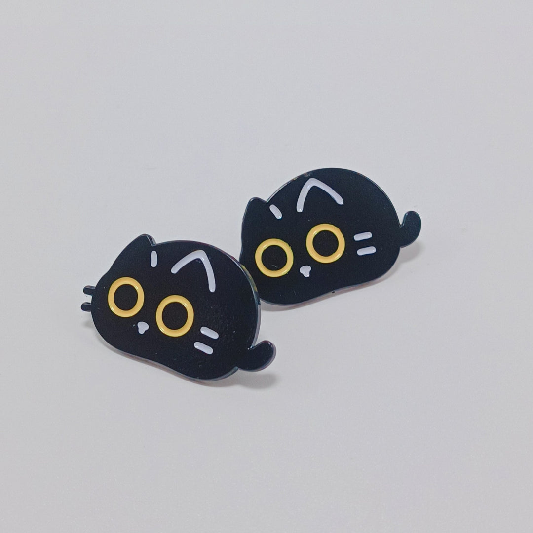 Chonky Black Cat Pin Badge (loaf) designed by Taz
