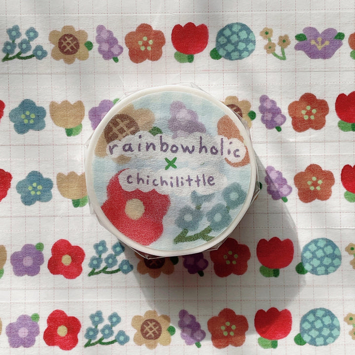 (MT040) Original Rainbowholic x Chichilittle Rainbow Flower Washi Tape