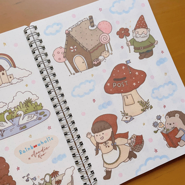 (ST069) Ensemble d'autocollants contes de fées fantaisistes Rainbowholic x Mandie Kuo (2 feuilles)