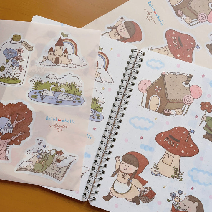 (ST069) Ensemble d'autocollants contes de fées fantaisistes Rainbowholic x Mandie Kuo (2 feuilles)