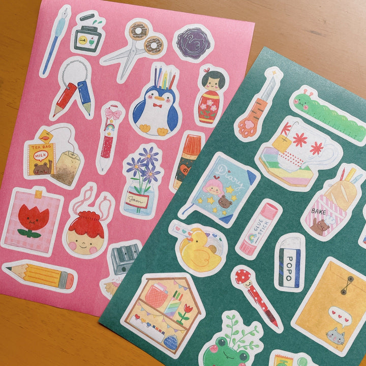 (ST060) Ensemble d'autocollants de la collection de papeterie Rainbowholic x Niina Aoki (2 feuilles)