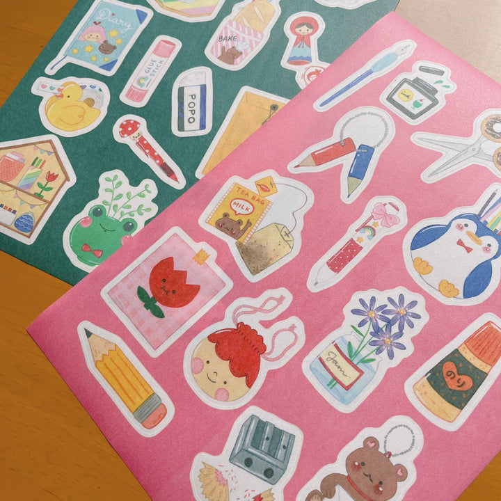 (ST060) Ensemble d'autocollants de la collection de papeterie Rainbowholic x Niina Aoki (2 feuilles)