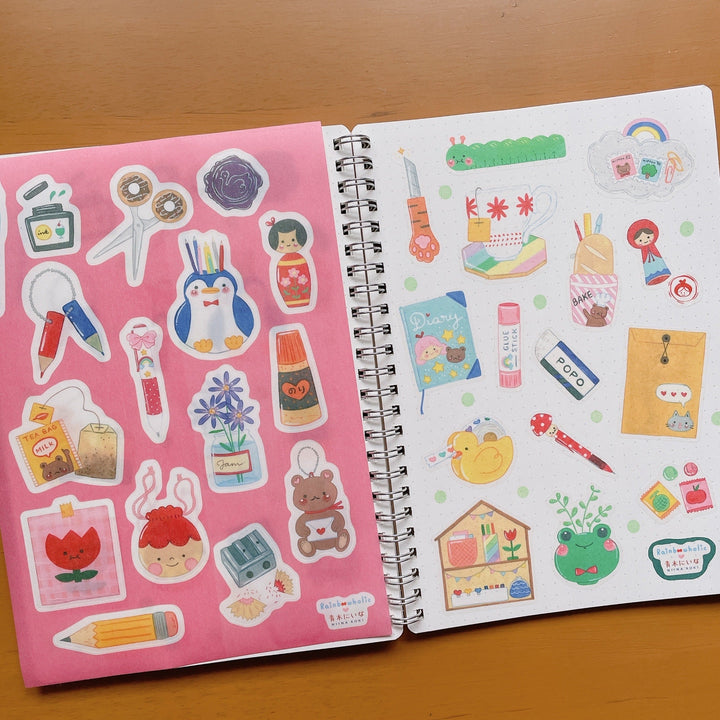(ST060) Ensemble d'autocollants de la collection de papeterie Rainbowholic x Niina Aoki (2 feuilles)