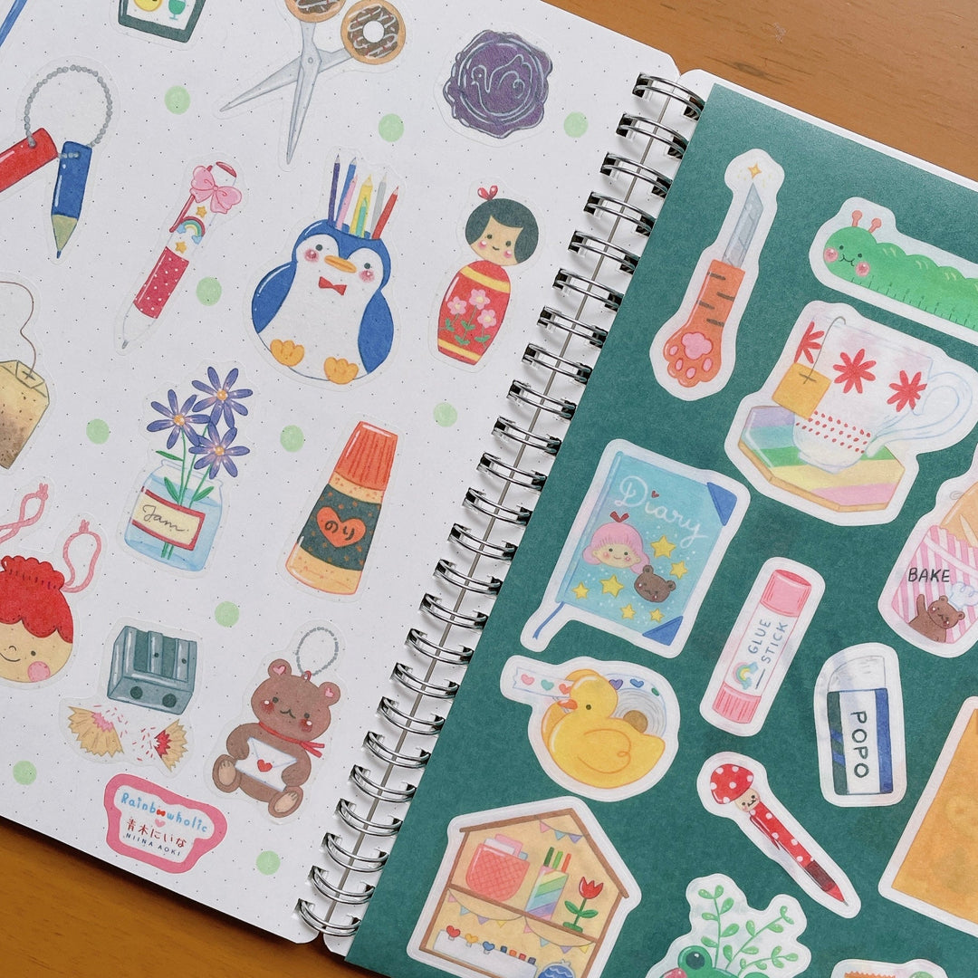 (ST060) Ensemble d'autocollants de la collection de papeterie Rainbowholic x Niina Aoki (2 feuilles)