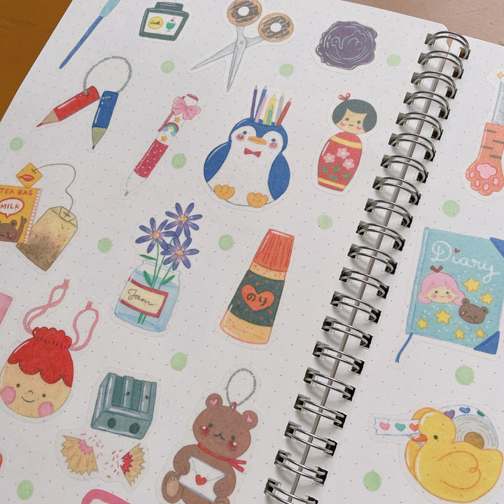 (ST060) Ensemble d'autocollants de la collection de papeterie Rainbowholic x Niina Aoki (2 feuilles)