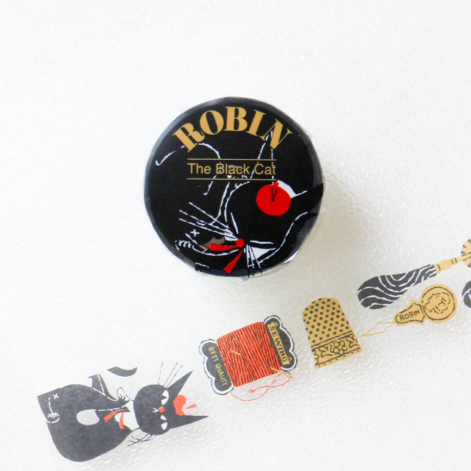 Robin the Black Cat Sewing Transparent Masking Tape