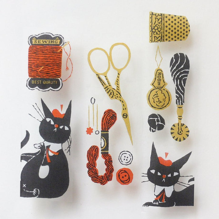 Robin the Black Cat Sewing Transparent Masking Tape