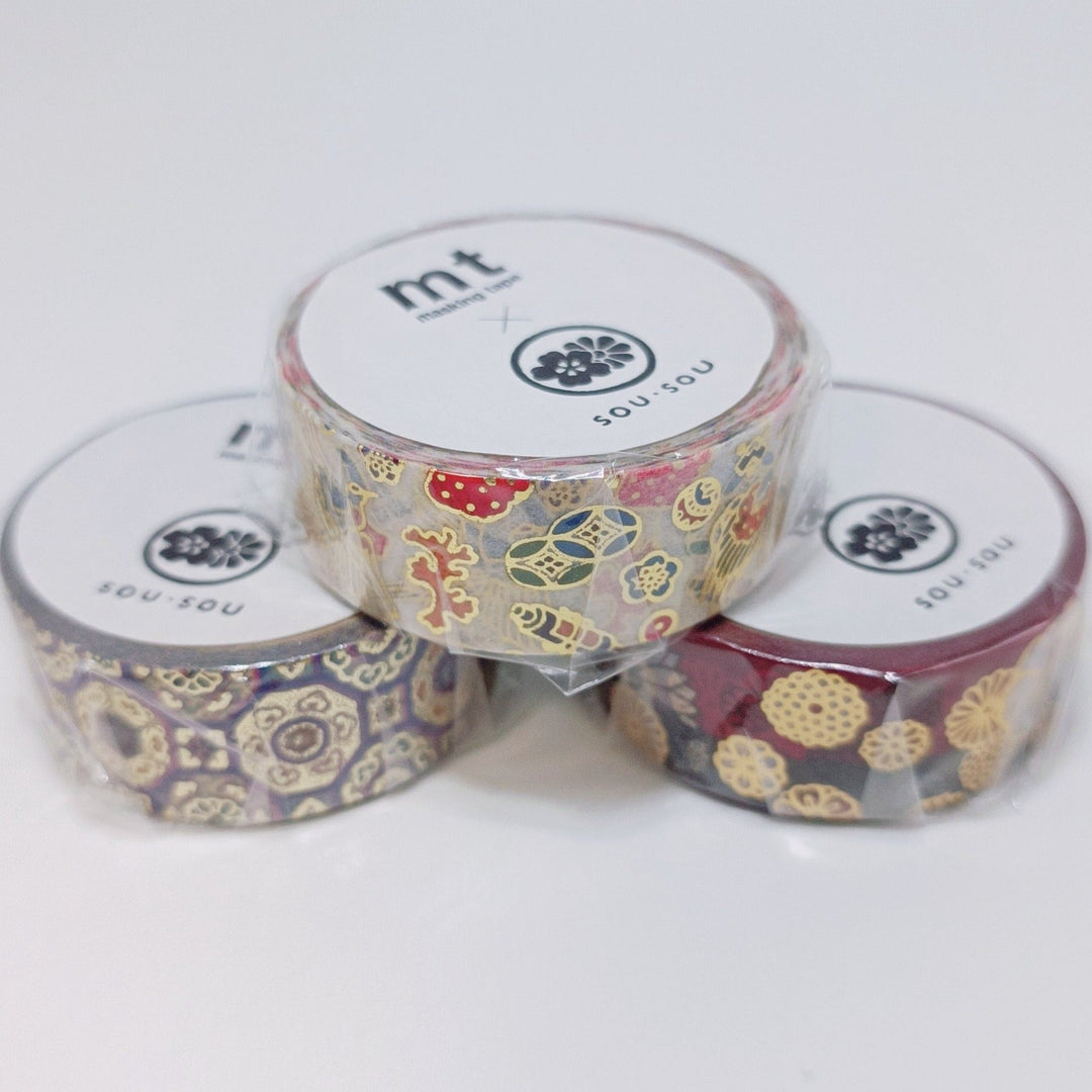 MT Limited Edition sou-sou Gold Foiled Masking Tape Set (3pcs.) [KYOTO PATTERN]