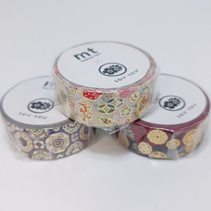MT Limited Edition sou-sou Gold Foiled Masking Tape Set (3pcs.) [KYOTO PATTERN]