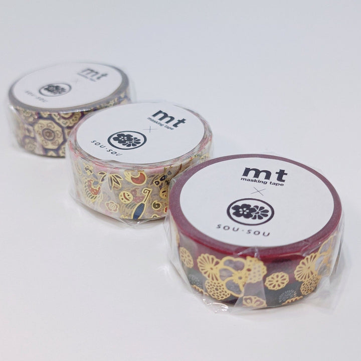 MT Limited Edition sou-sou Gold Foiled Masking Tape Set (3pcs.) [KYOTO PATTERN]
