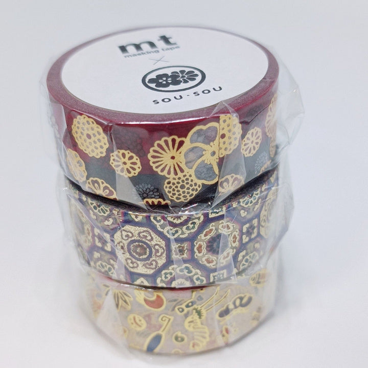 MT Limited Edition sou-sou Gold Foiled Masking Tape Set (3pcs.) [KYOTO PATTERN]