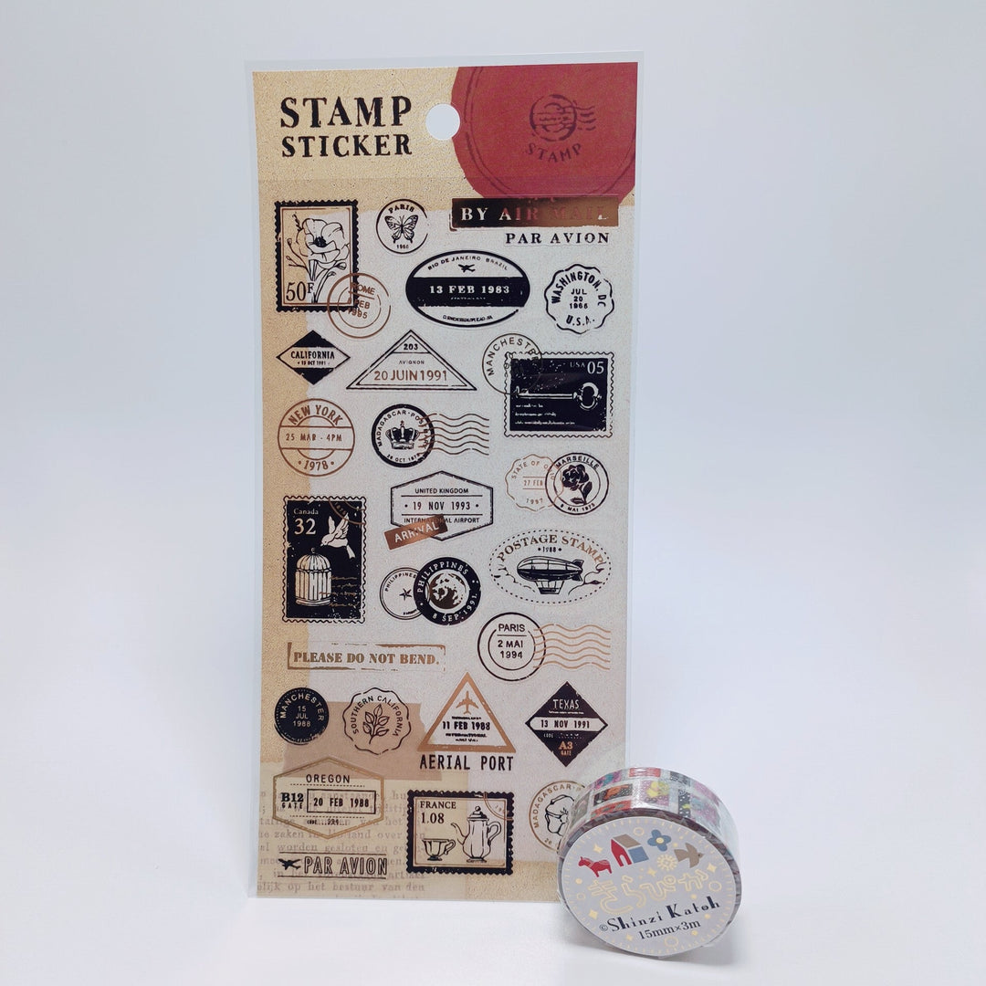 Shinzi Katoh Masking Tape & Stamp Sticker Sheet Set