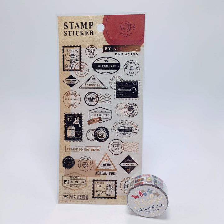 Shinzi Katoh Masking Tape & Stamp Sticker Sheet Set