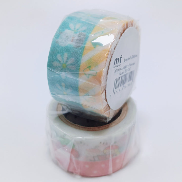 [Event Limited] MT Limited Edition Mizutama Apple & Panda Flower Wide Double-Sided Tape Set (Set of 2)