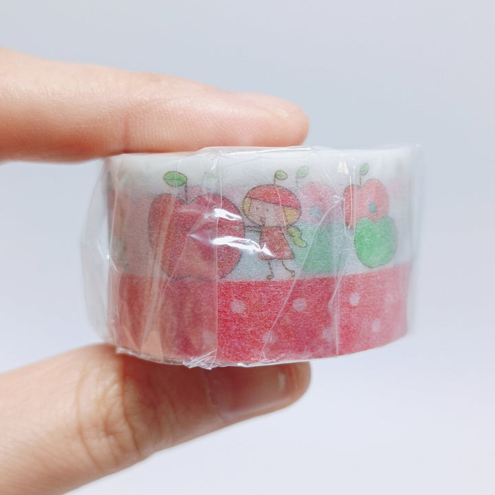 [Event Limited] MT Limited Edition Mizutama Apple & Panda Flower Wide Double-Sided Tape Set (Set of 2)